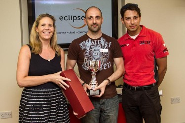 Eclipse  MD, Clodagh Murphy presents  Lee Donaghey with his winners trophy